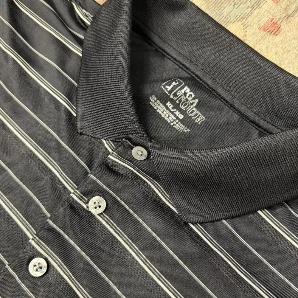 Pga-tour Men's Black and Grey Polo-shirts
